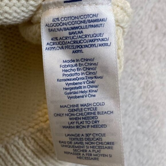 Chaps Womens Sweater L Nordic Fair Isle Ivory Red Black Cotton Blend - Picture 6 of 9